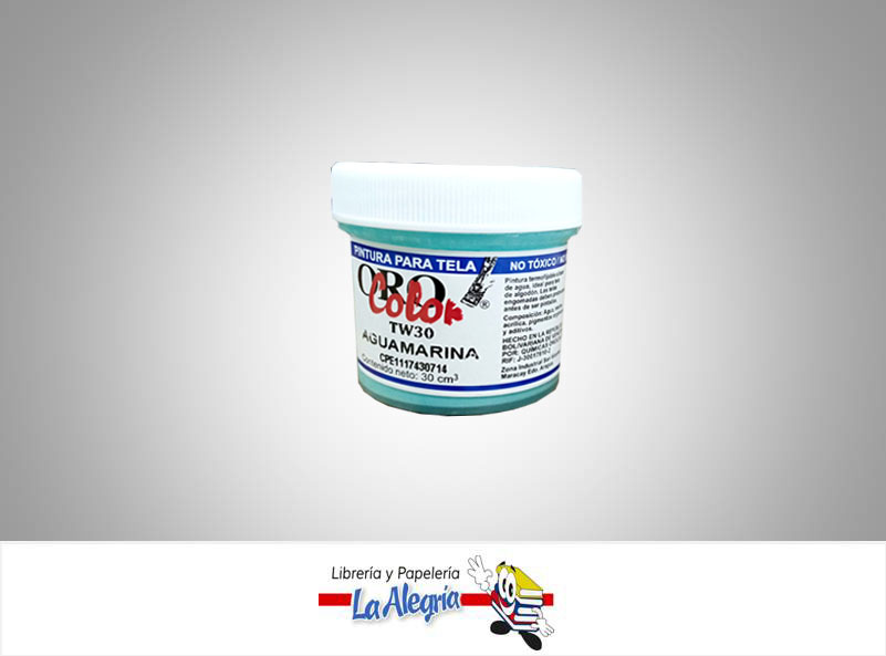 PINTURA P/TELA 30CC TW30 AGUAMARINA MARCA ORO COLOR   