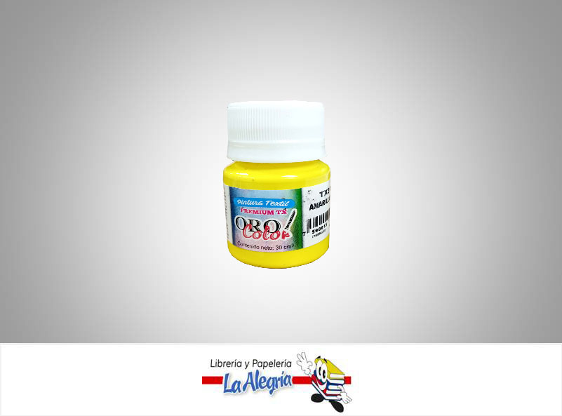PINTURA PARA TELA TX301 30CC AMARILLO LIMON MARCA ORO COLOR