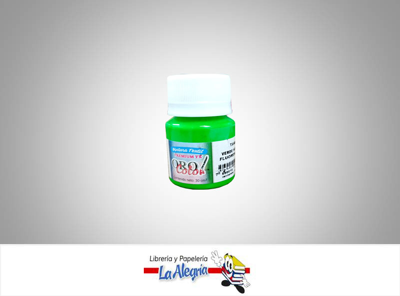 PINTURA PARA TELA TX408 30CC VERDE NEON MARCA ORO COLOR