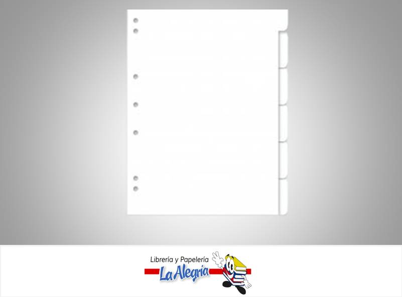 SEPARADOR CARTA 8 MATERIAS BLANCO MARCA S/M