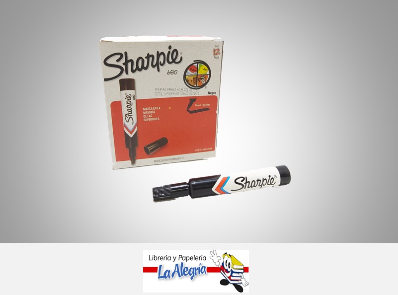 MARCADOR PERMANENTE PUNTA CUADRADA 680 NEGRO UND MARCA SHARPIE
