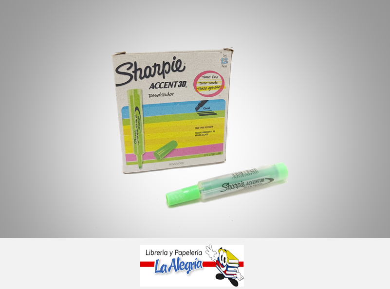 RESALTADOR ACCENT 3D VERDE UND MARCA SHARPIE   