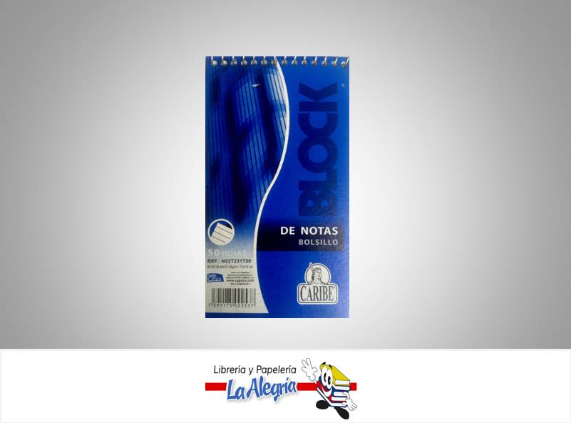 BLOCK NOTA RAYADO ESPIRAL 7,5X13CM 50H MARCA CARIBE   