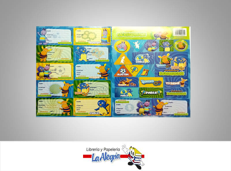 ETIQUETA ESCOLAR 12UND BACKYARDIGANS MARCA CAPI   