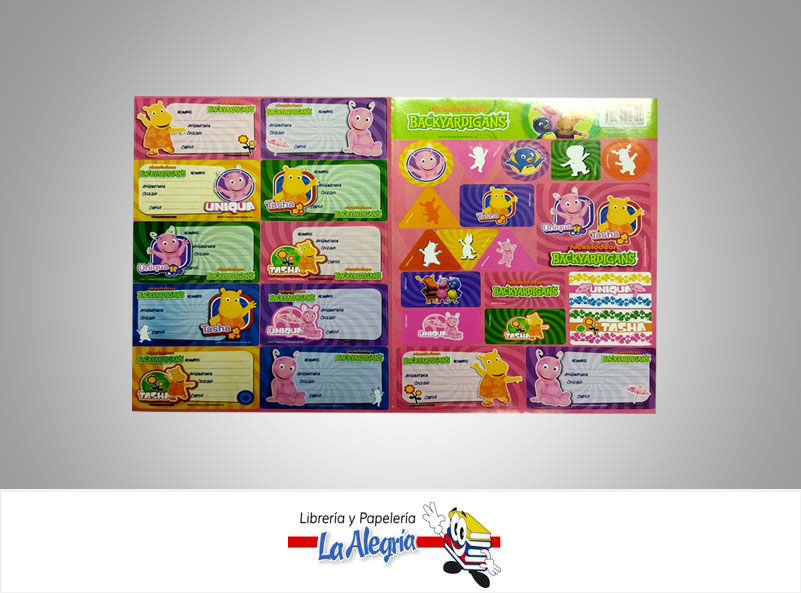 ETIQUETA ESCOLAR 12UND BACKYARDIGANS MARCA CAPI   