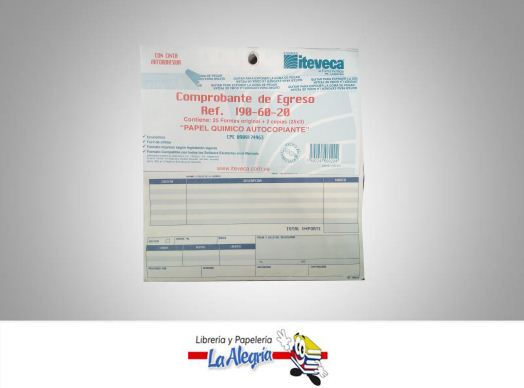 COMPROBANTE EGRESO C/C 25F/3P REF190-60- MARCA ITEVECA   