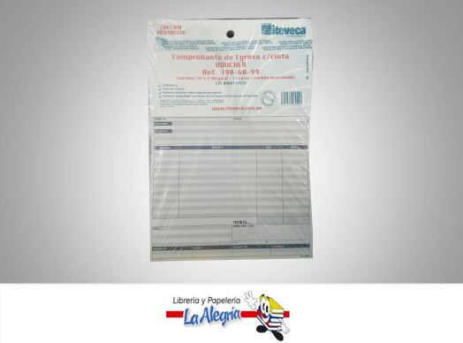 COMPROBANTE EGRESO C/C25F/3P REF190-60 MARCA ITEVECA   
