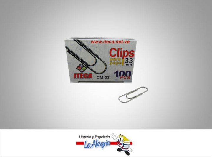 CLIP 33MM PLATEADO 100UND MARCA ITECA   