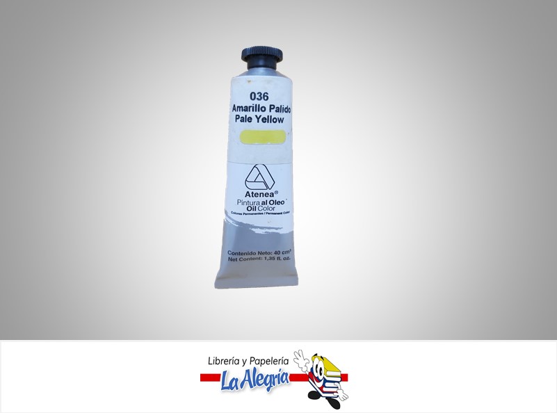 PINTURA AL OLEO 40CC - 036 - AMARILLO PALIDO MARCA ATENEA