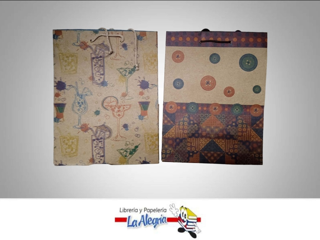 BOLSA REGALO KRAFT BK50 17.5X23CM ESTAMPADA MARCA CROMO DISEÑOS