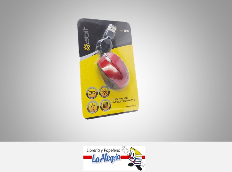 MOUSE ALAMBRICO MINI RETRACTIL ABIT-916 MARCA ABIT   
