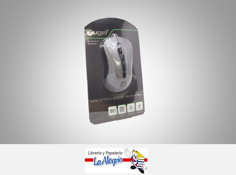MOUSE ALAMB. MINI OPTICO ZUGET-924 GRIS MARCA ZUGET   