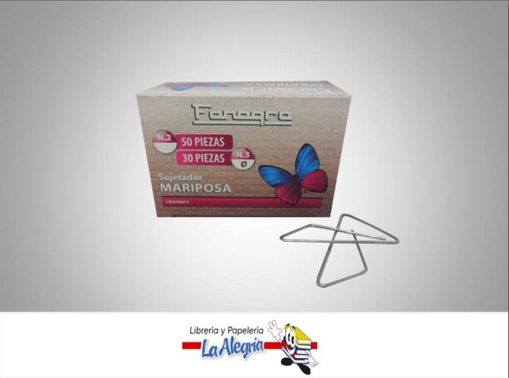 CLIP MARIPOSA N3 MEDIANO PLATEADO 30UND MARCA FANAGRA   