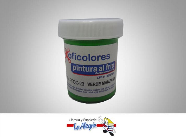 PINTURA AL FRIO 65GR VERDE MANZANA MARCA OFICOLORES   