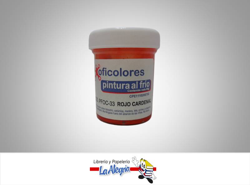 PINTURA AL FRIO 65GR ROJO CARDENAL MARCA OFICOLORES   