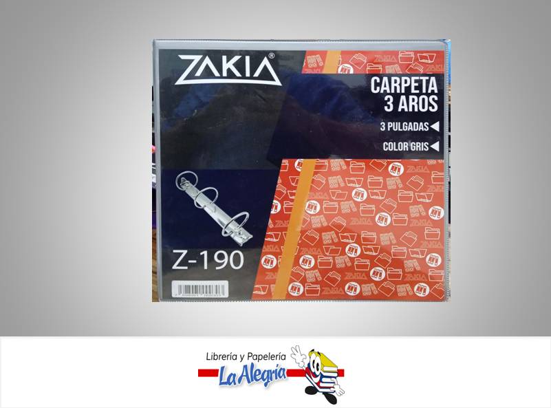 CARPETA 3 AROS 3" CARTA GRIS MARCA ZAKIA   