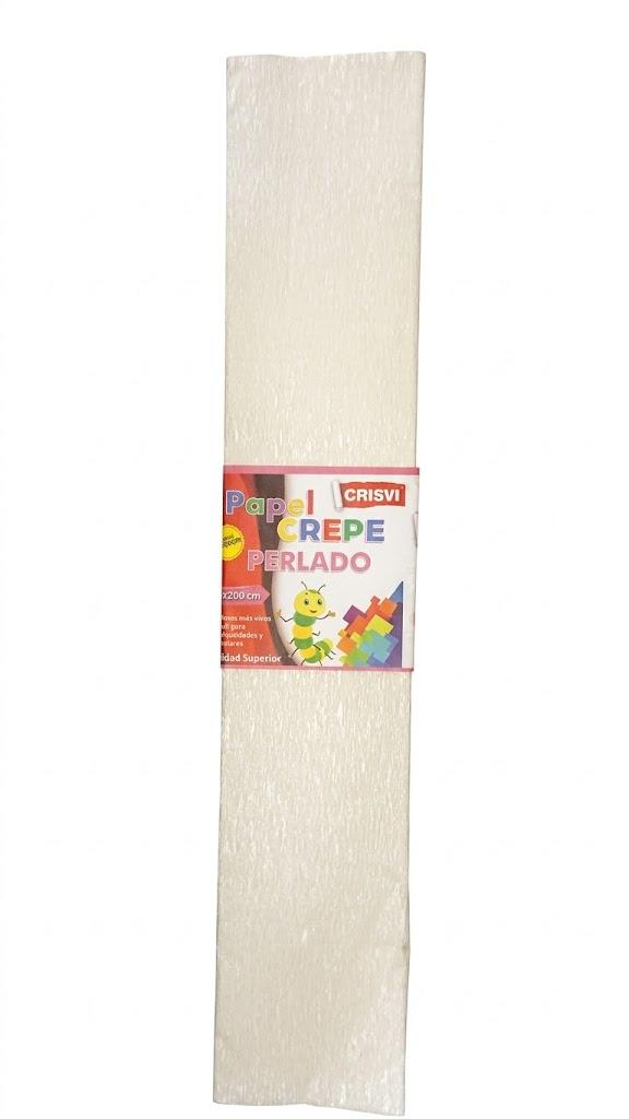 PAPEL CREPE BLANCO PERLADO 50X200CM UND MARCA CRISVI   