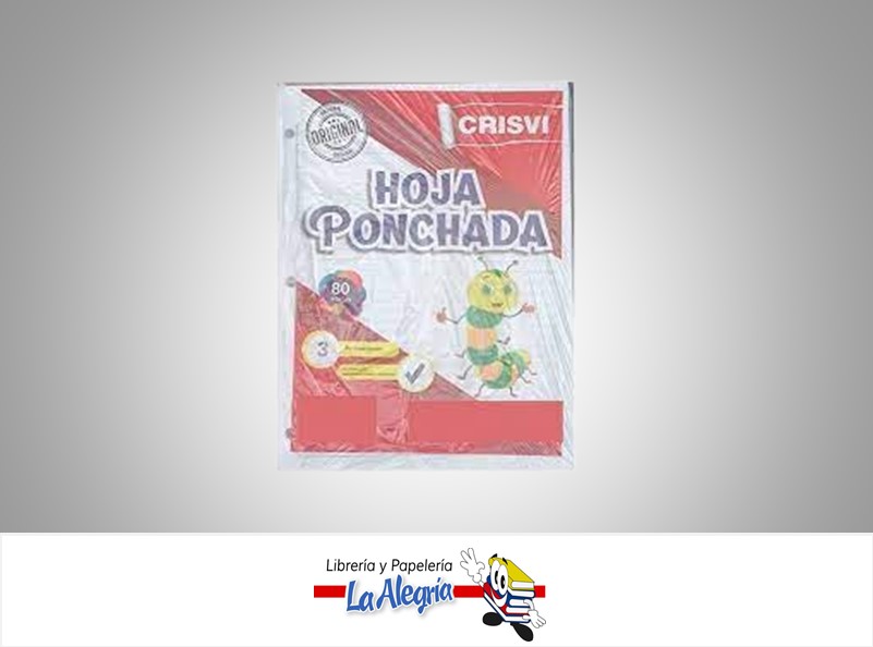 HOJA PONCHADA 1 LINEA CARTA PAQ 80 HOJAS MARCA CRISVI