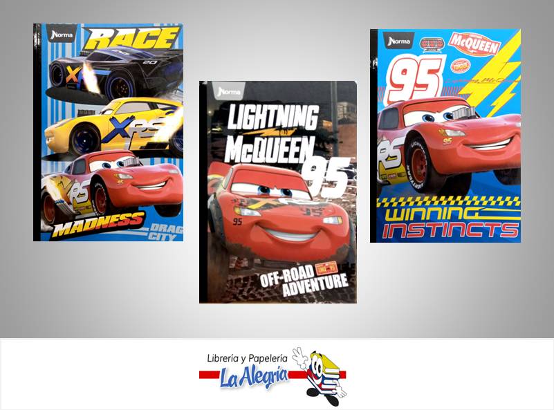 LIBRETA EMPASTADA 1MAT CARS 100H MARCA NORMA   