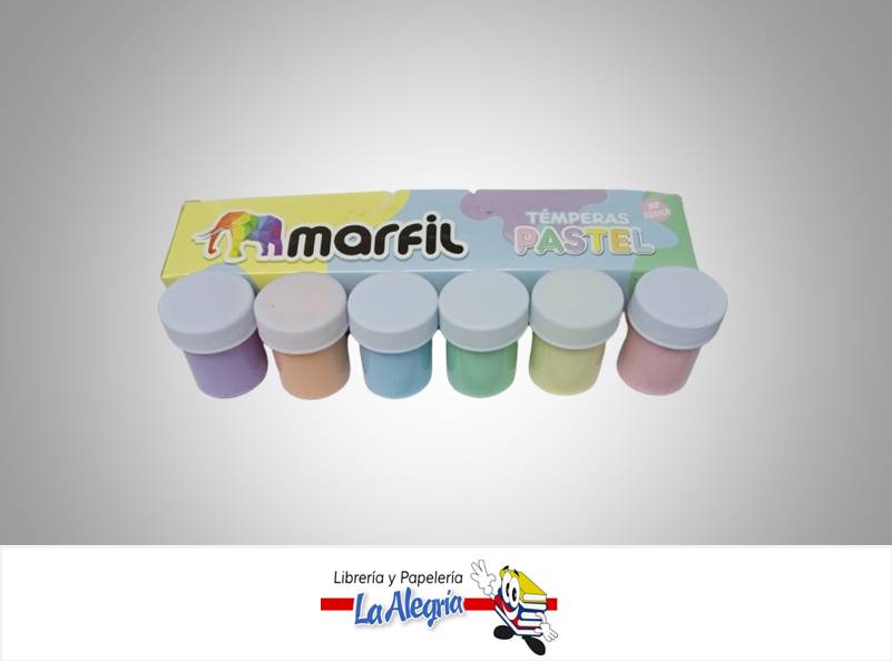 TEMPERA PINCEL/PALETA 6 COLOR PASTEL MARCA MARFIL   