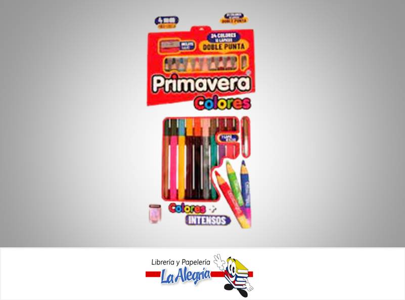 LAPICES DE COLORES DOBLE PUNTA 12UN 24CO MARCA PRIMAVERA   