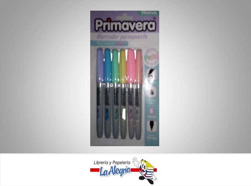 MARCADOR PERMANENTE PASTEL 6 UND MARCA PRIMAVERA   