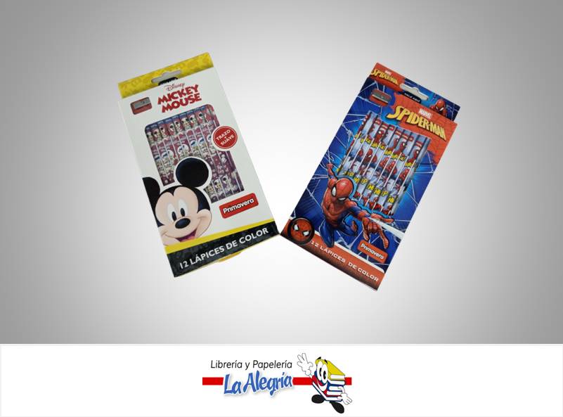 LAPICES DE COLORES DISNEY/MARVEL NIÑO 12 HEXAGONAL MARCA PRIMAVERA