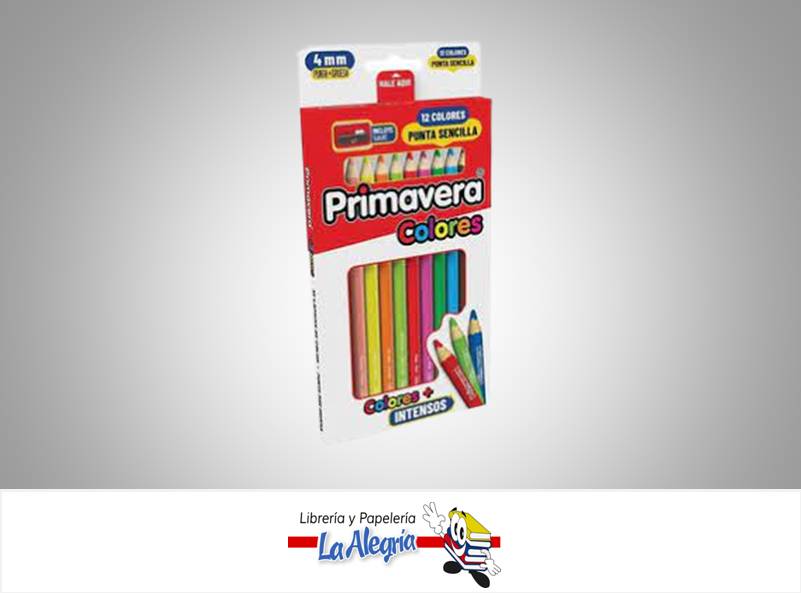 LAPICES DE COLORES 4MM CON SACAPUNTA 12 UND PRIMAVERA MARCA PRIMAVERA