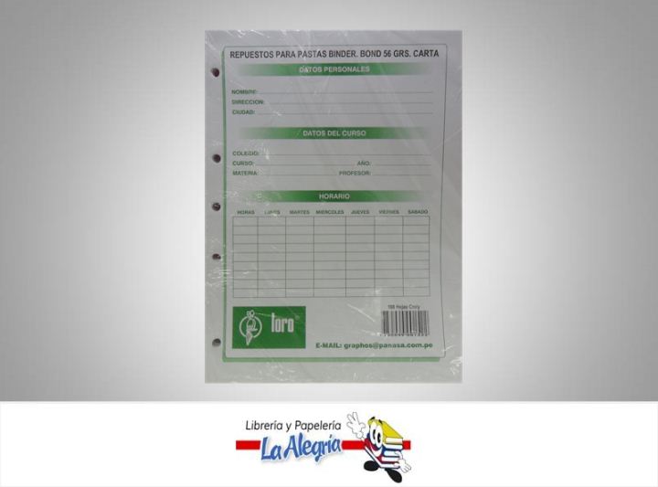 HOJA PONCHADA BLANCA C/PORTD 100H CARTA MARCA LORO   