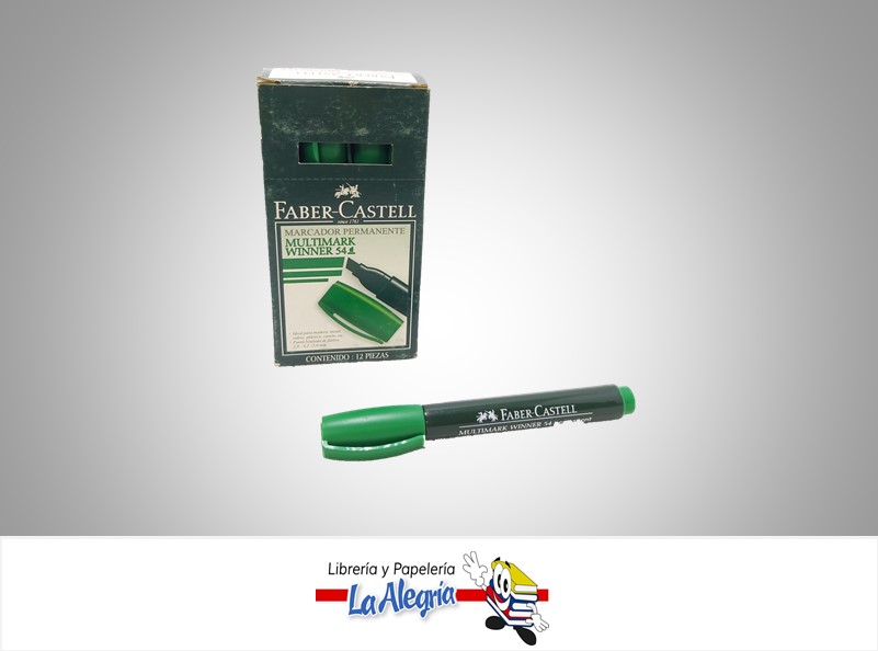 MARCADOR PERMANENTE PTA.CUAD 54 VERDE UN MARCA FABER CASTELL   