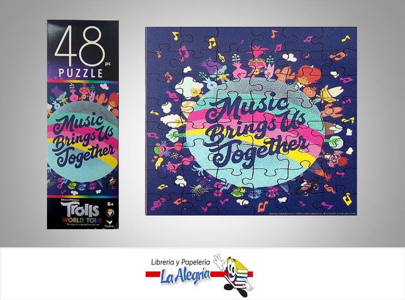 ROMPECABEZA RECTANGULAR TROLLS MUSIC BRINGS US TOGETHER 48 PZA MARCA CARDINAL