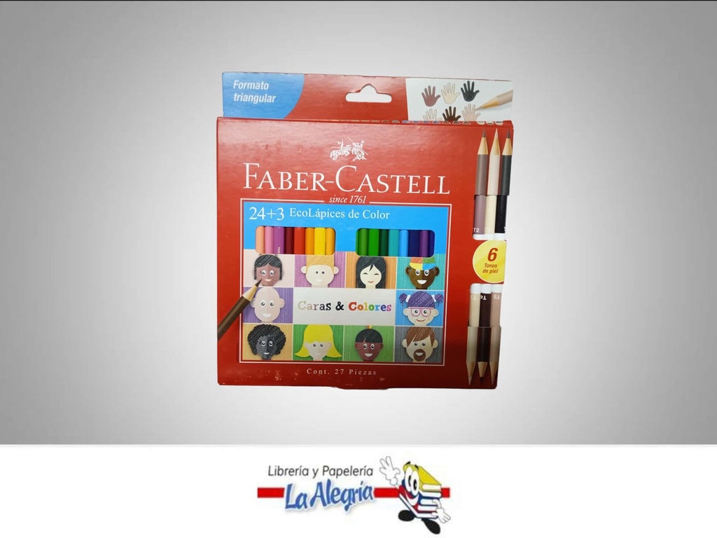 LAPICES DE COLORES 24 COL ECOLAPICES TRI MARCA FABER CASTELL   