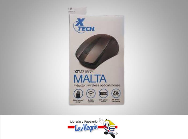 MOUSE OPTICO INALAMBRICO 4 BOTONES GRIS MARCA XTECH   