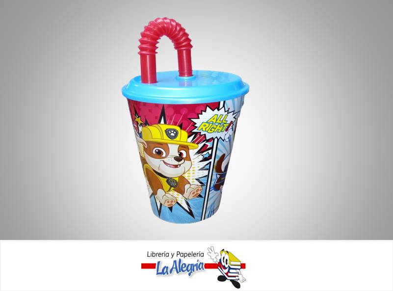 VASO PLASTICO CON TAPA 430 ML PAW PATROL MARCA S/M