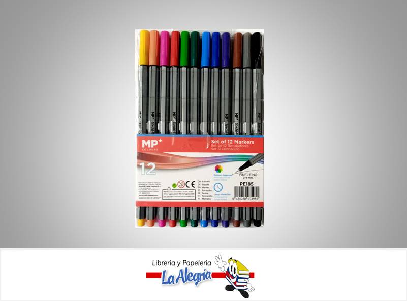 MARCADOR ULTRA FINO PE185 0.4MM 12 COLORES MARCA MP