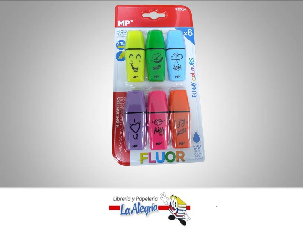 RESALTADOR MINI FLUORESCENTE 6 UNDS MARCA MP   