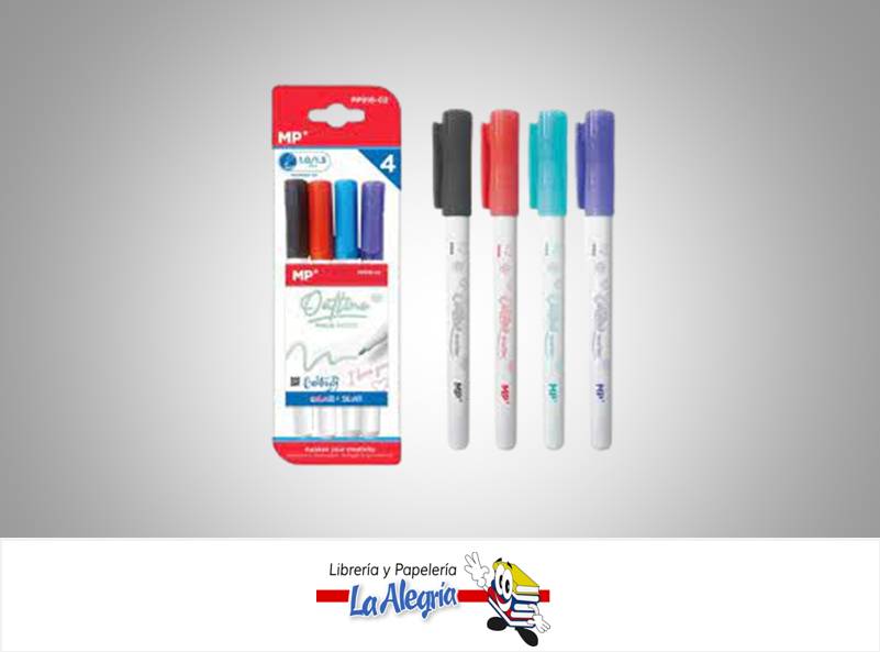 MARCADORES MAGICO OUTLINE DOBLE LINEA PP916-02 SET 4 UND MARCA MP