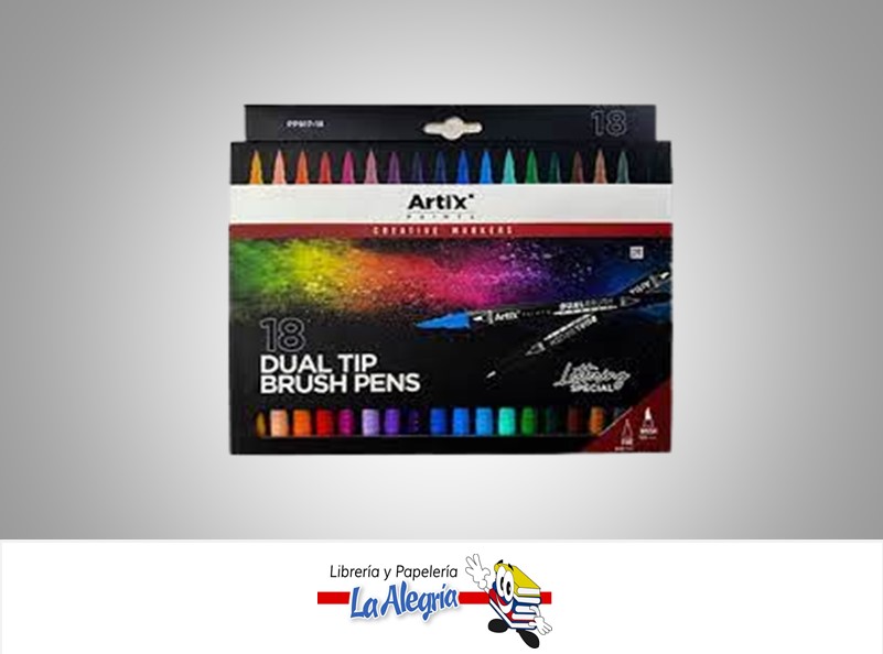 MARCADOR DOBLE PUNTA PARA LETTERING ESPECIAL PP91718; 18 COLORES MARCA ARTIX