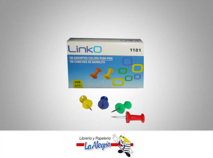 CHINCHE PARA MAPA COLORES SURTIDOS 100UND MARCA LINKO