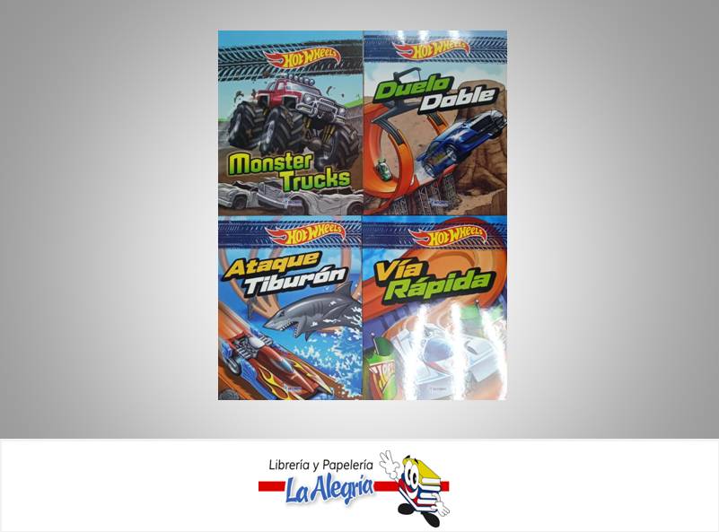 HISTORIAS HOTWHEELS 4 LIBROS  TEMATICA APRENDIZAJE AUTOR HOTWHEELS EDITORIAL SICOBEN