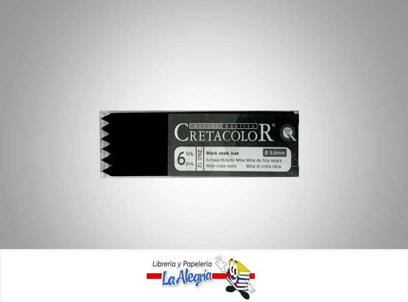 MINA TIZA COD26012 NEGRA 6 UND MARCA CRETACOLOR