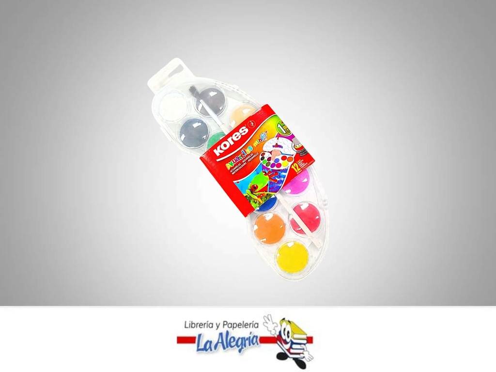 ACUARELA MINI CON PINCEL 12 COLORES MARCA KORES