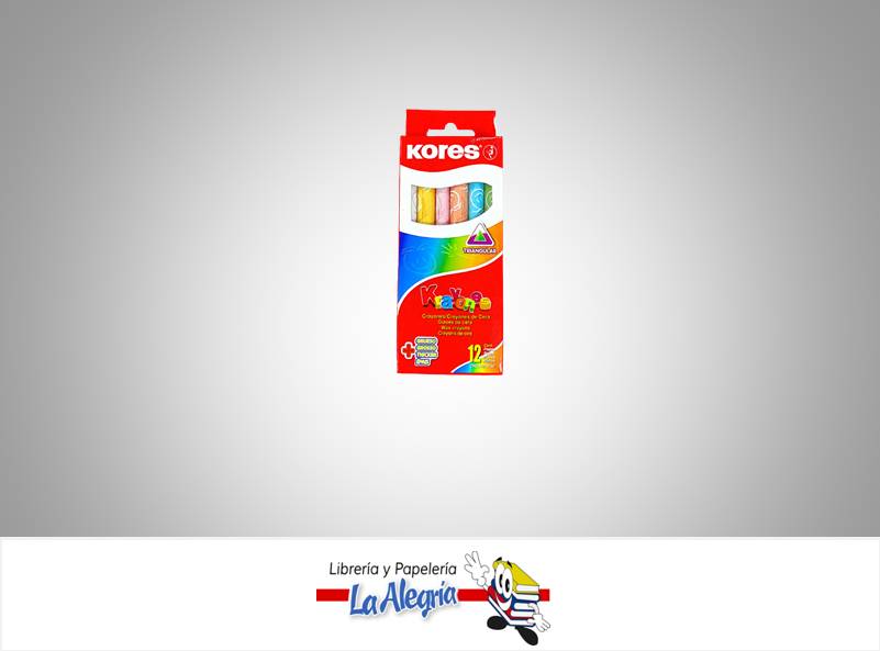 CREYON DE CERA TRIANGULAR 12 COLORES MARCA KORES