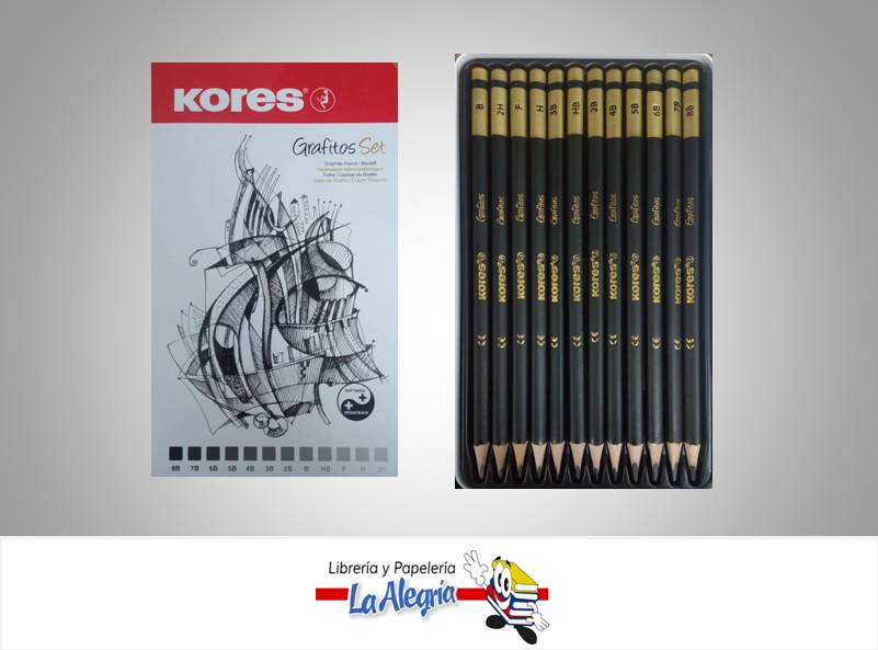 LAPIZ DE DIBUJO TRIANGULAR GRAFITO SET 12 UNIDADES MARCA KORES