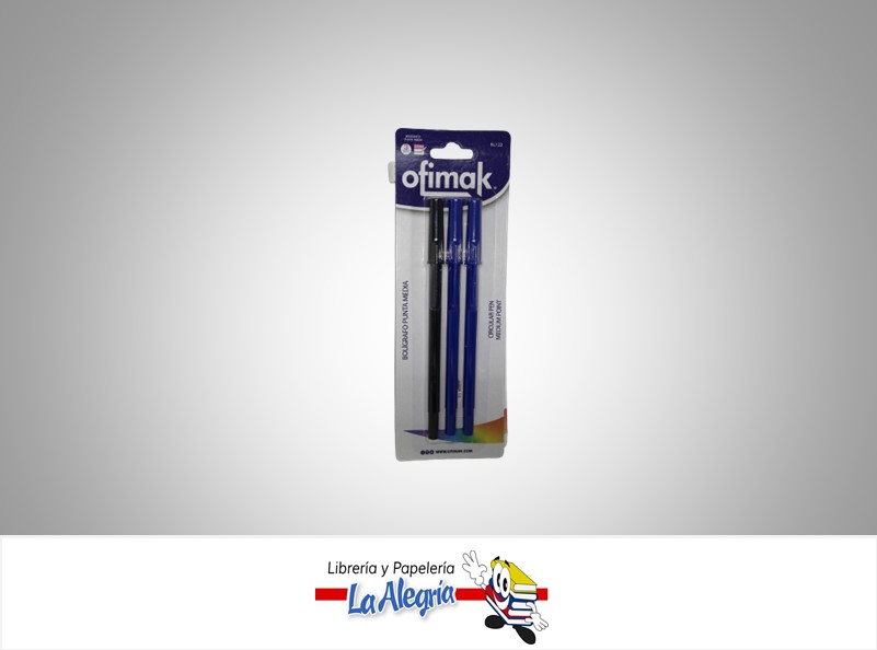 BOLIGRAFO PUNTA CIRCULAR BLISTER DE 3 CO MARCA OFIMAK   