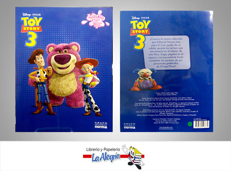 TOY STORY 3 RECORTA Y PEGA TEMATICA INFANTILES EDITORIAL GRUPO EDITORIAL NORMA