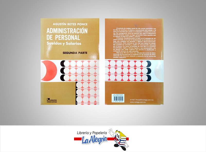 ADMINISTRACION DE PERSONAL  TEMATICA ADMINISTRACION AUTOR AGUSTIN REYES EDITORIAL LIMUSA