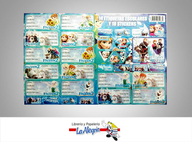 ETIQUETA ESCOLAR 14 UNIDADES FROZEN MARCA S/M   