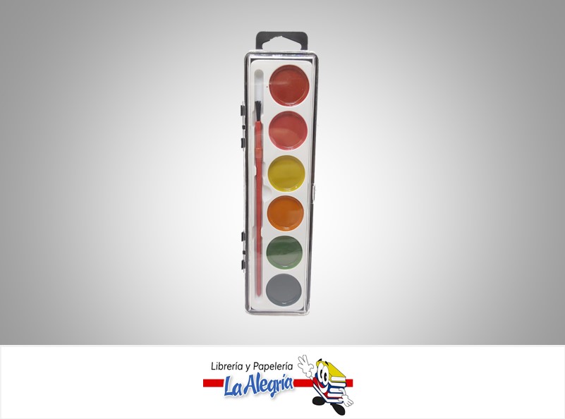 ACUARELA CON PINCEL 6 COLORES MARCA S/M
