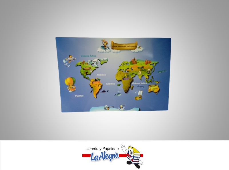 AFICHE EDUCATIVO VIAJE ALREDEDOR DEL MUNDO 42X28CM MARCA S/M